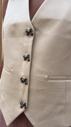 Cream Bow Button Vest
