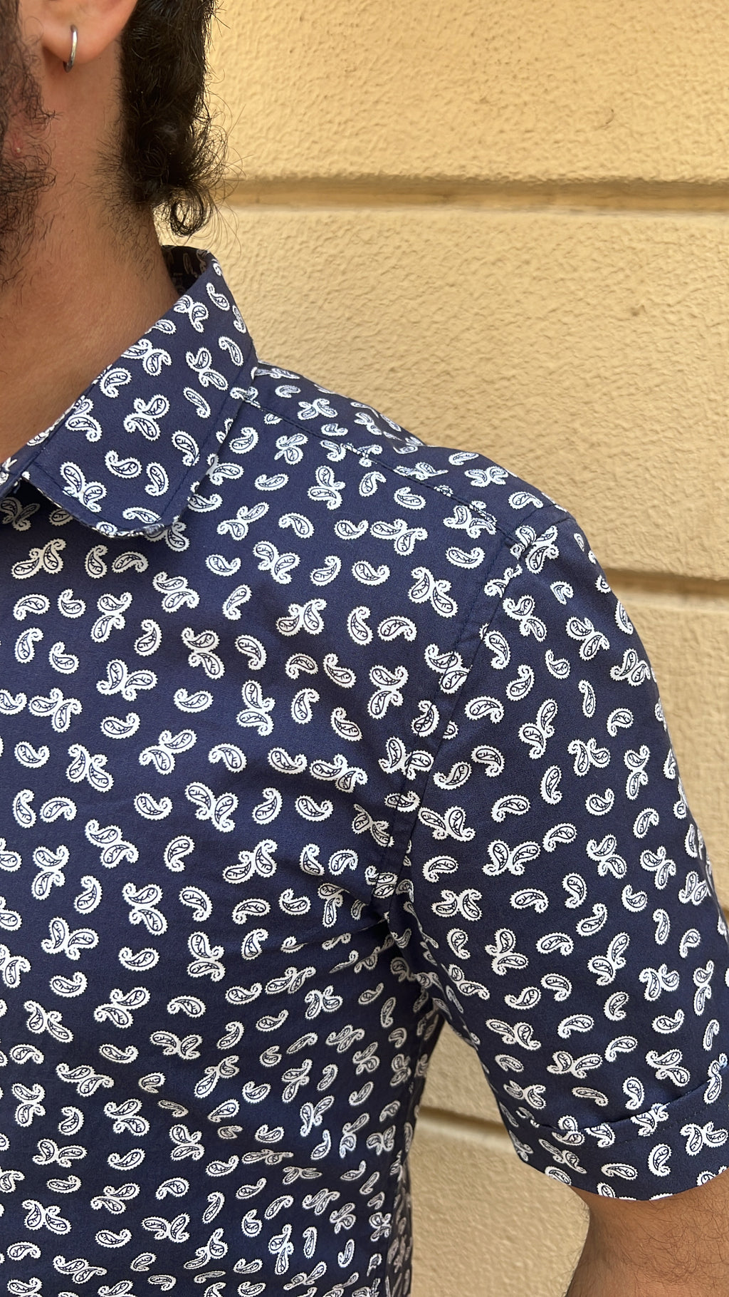 Navy & White Mini Paisley Shirt
