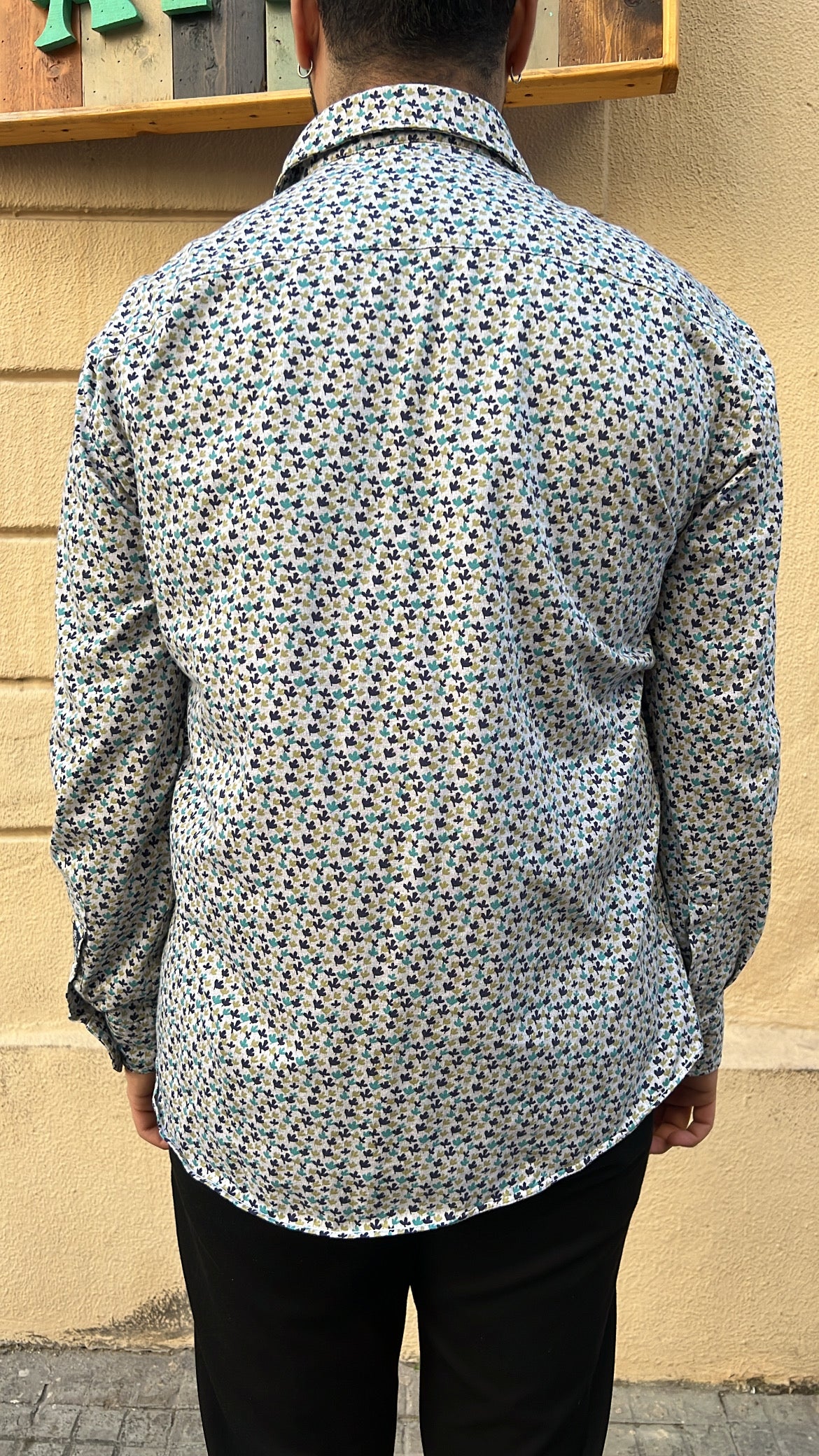 Light Grey Leaf Print Shirt