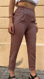 Geometric Pattern High-Waisted Cropped Trousers