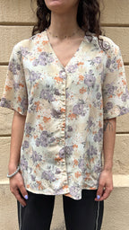 Pastel Floral V-Neck Blouse