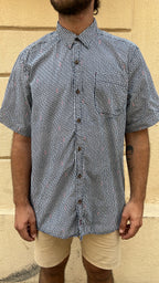 Navy Blue & White Micro Print Shirt