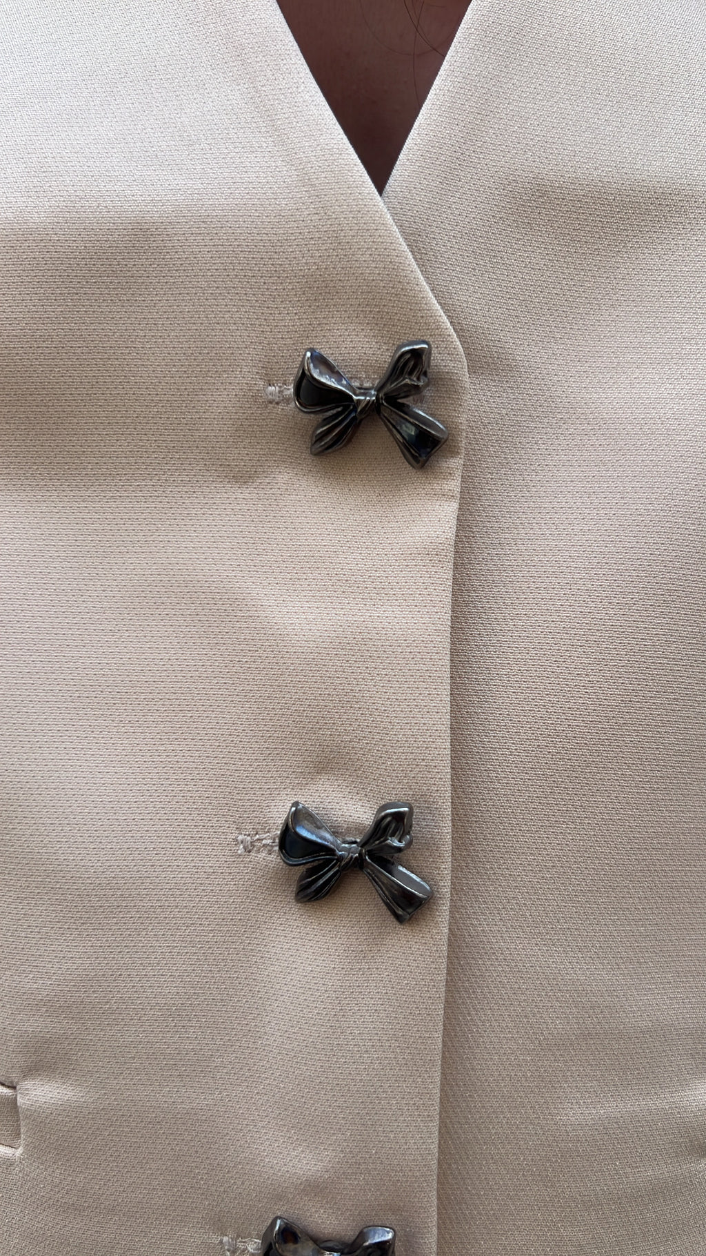 Cream Bow Button Vest