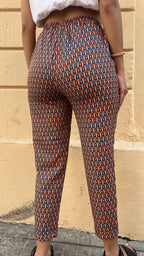 Geometric Pattern High-Waisted Cropped Trousers
