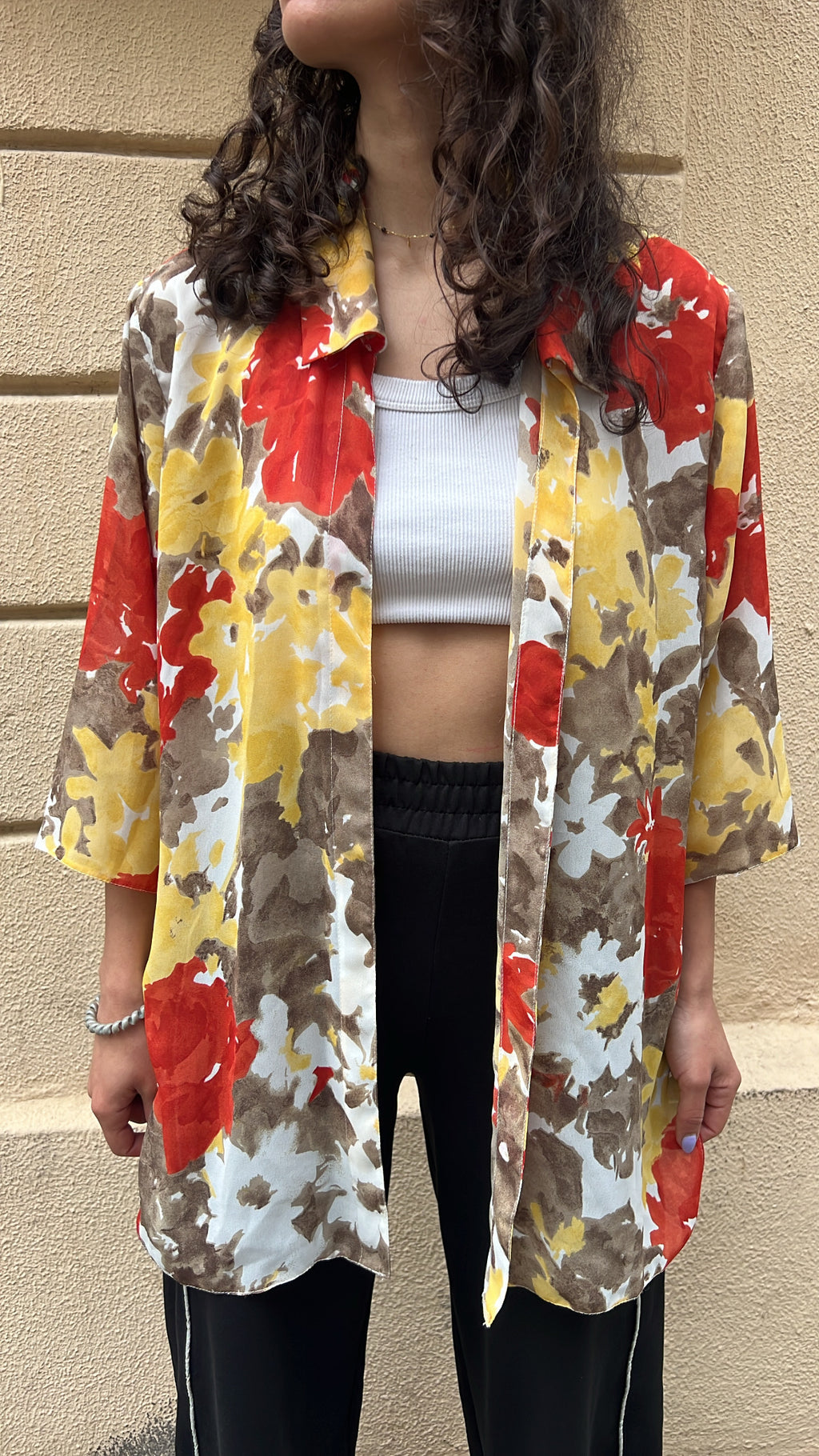 Floral Sheer Buttonless Shirt