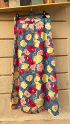 Vibrant Abstract Floral Print Maxi Skirt