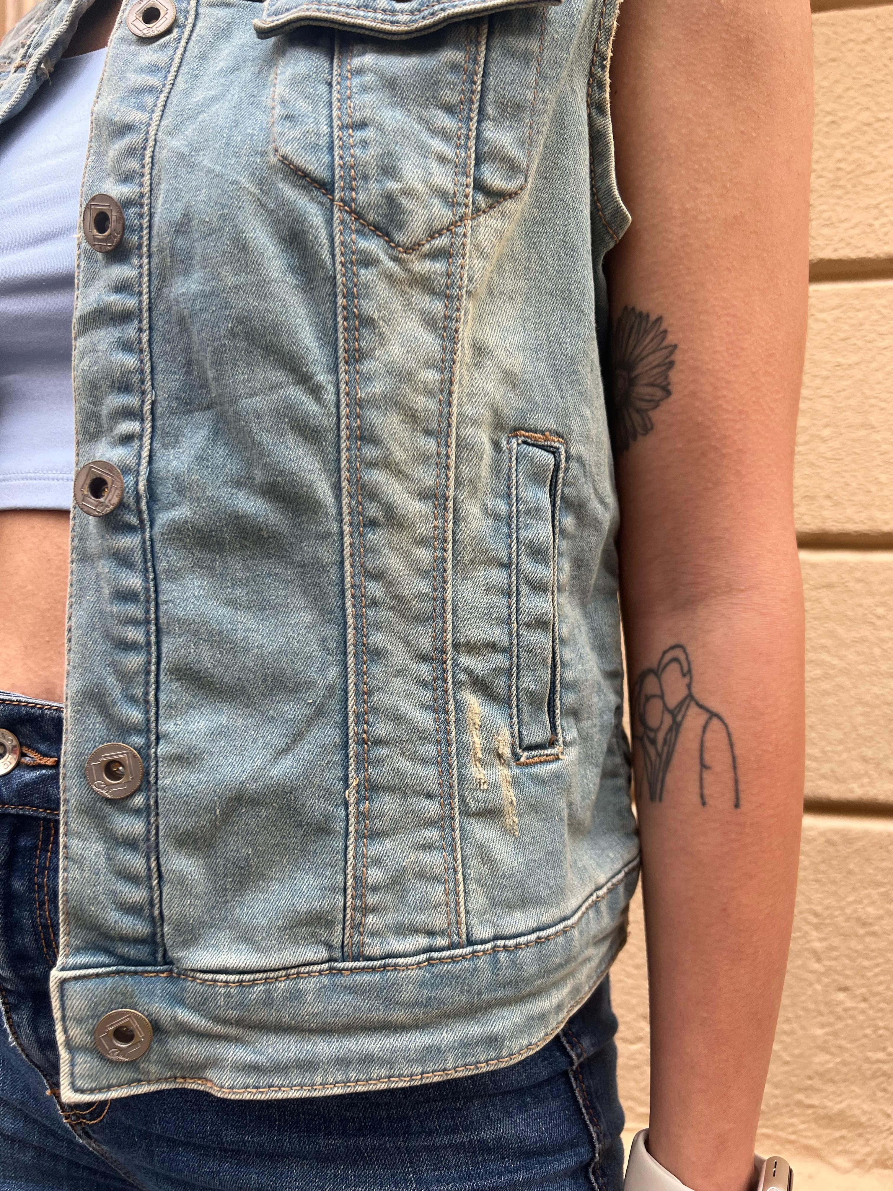 Geometric Embroidered Denim Vest