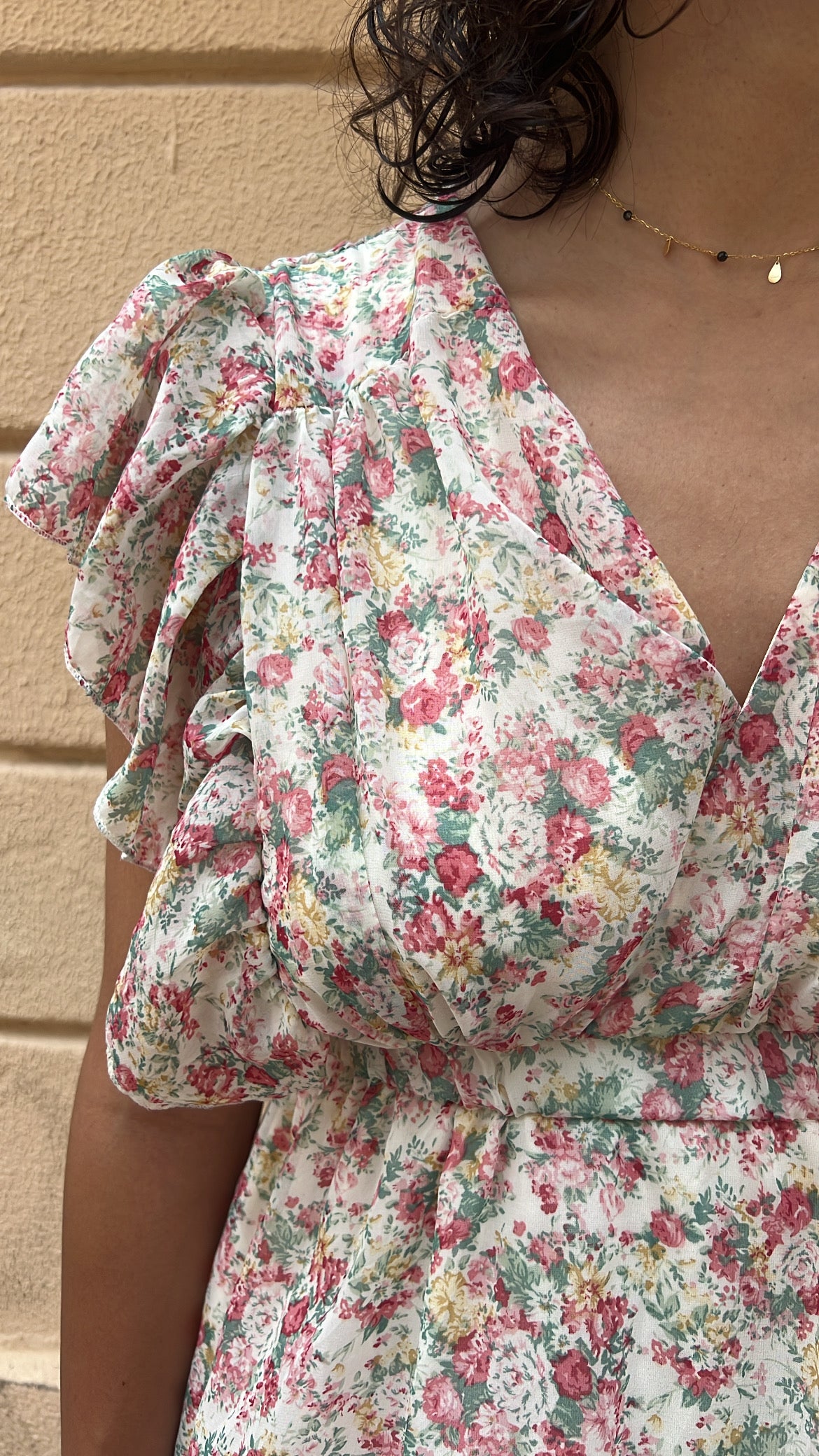 Ruffled Floral Print Dress