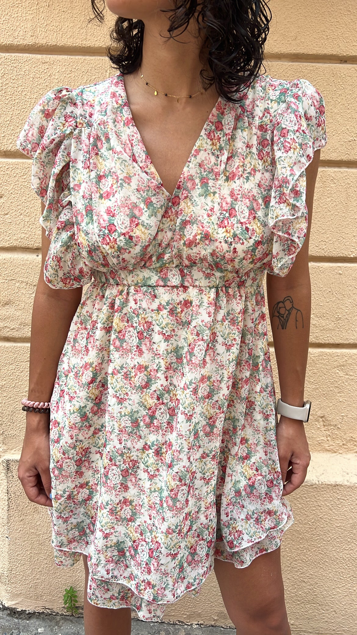 Ruffled Floral Print Dress