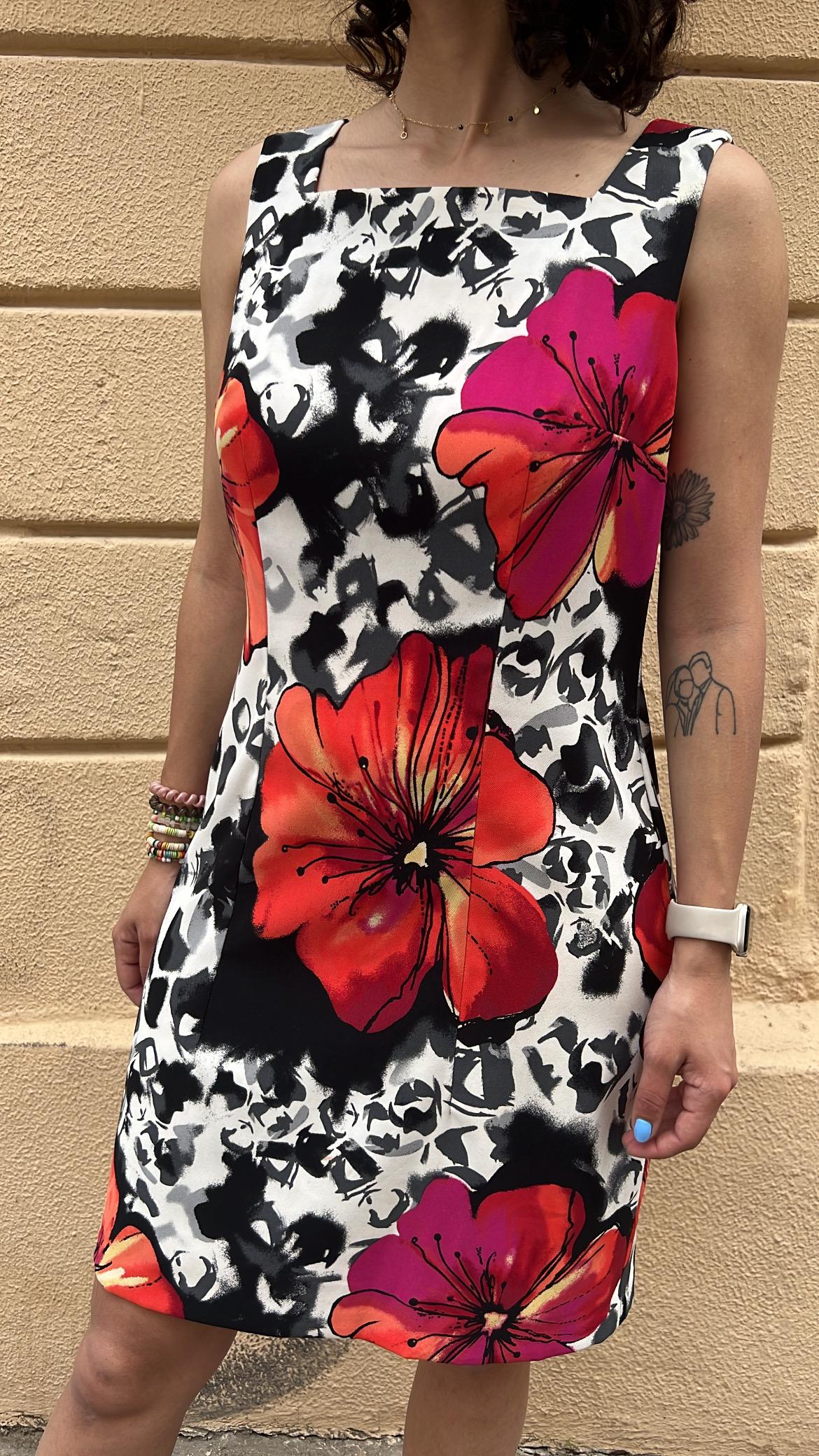 Square Neck Floral Dress