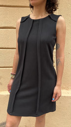 Black Textured A-line Dress