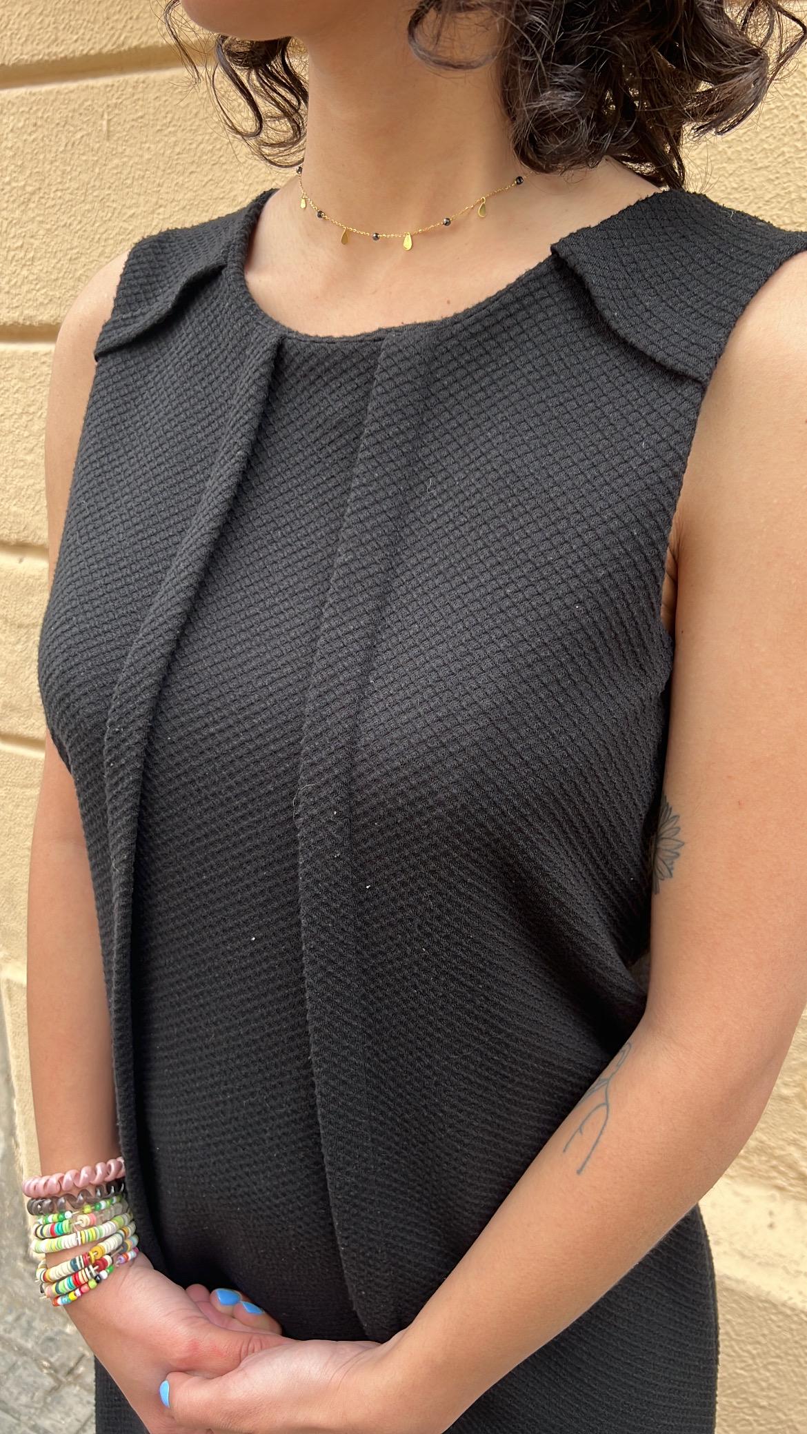 Black Textured A-line Dress