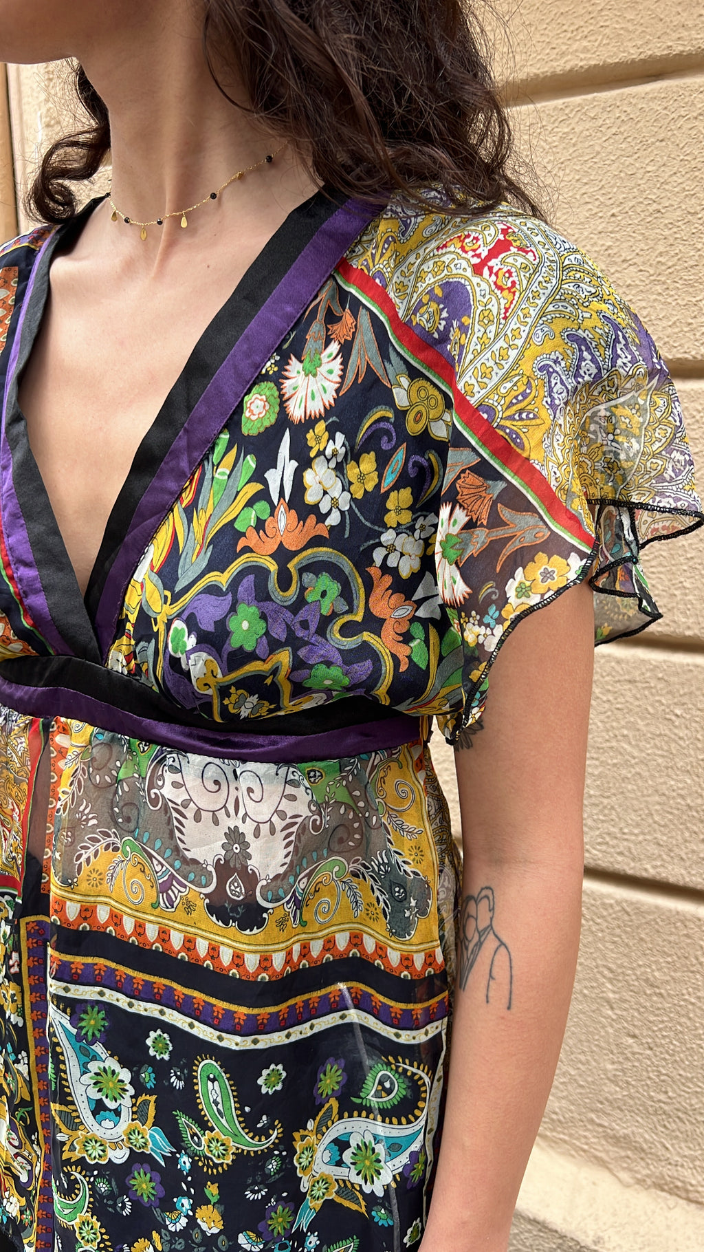 Silk Trim Paisley Patchwork Blouse