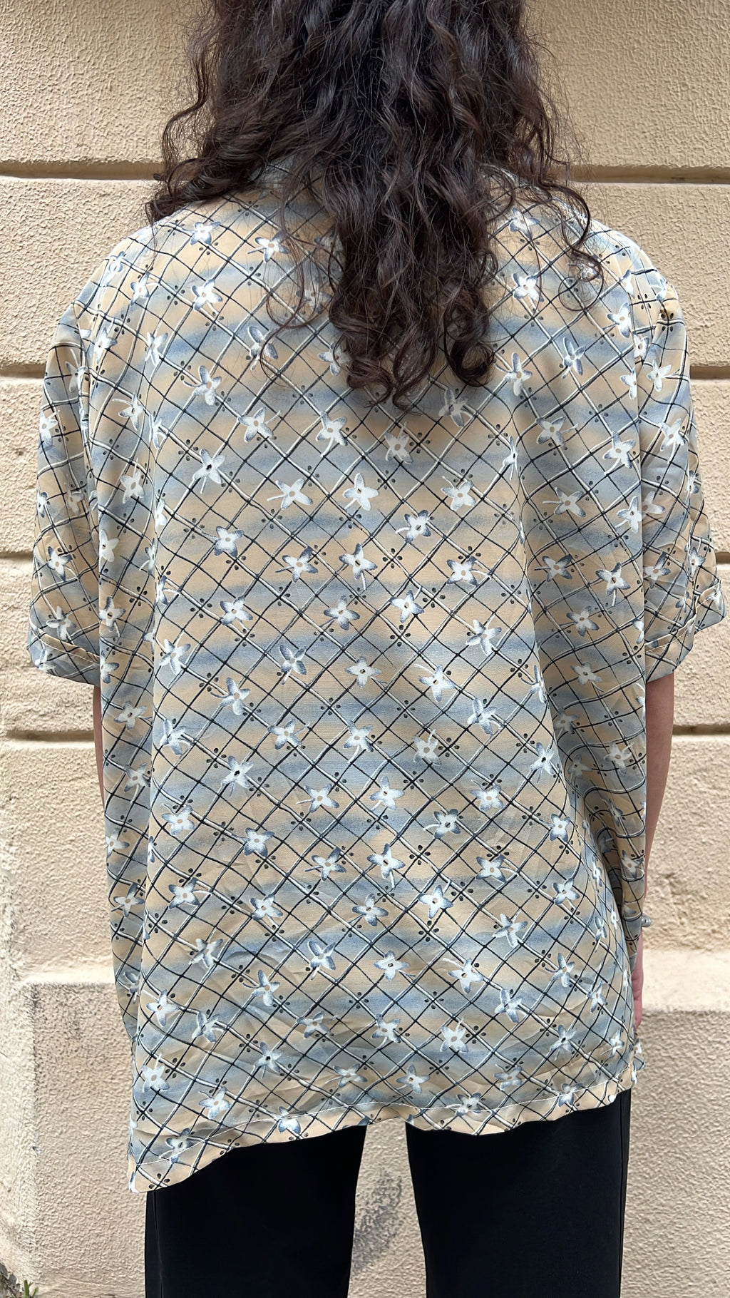 Grid Pattern Floral Top