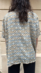 Grid Pattern Floral Top