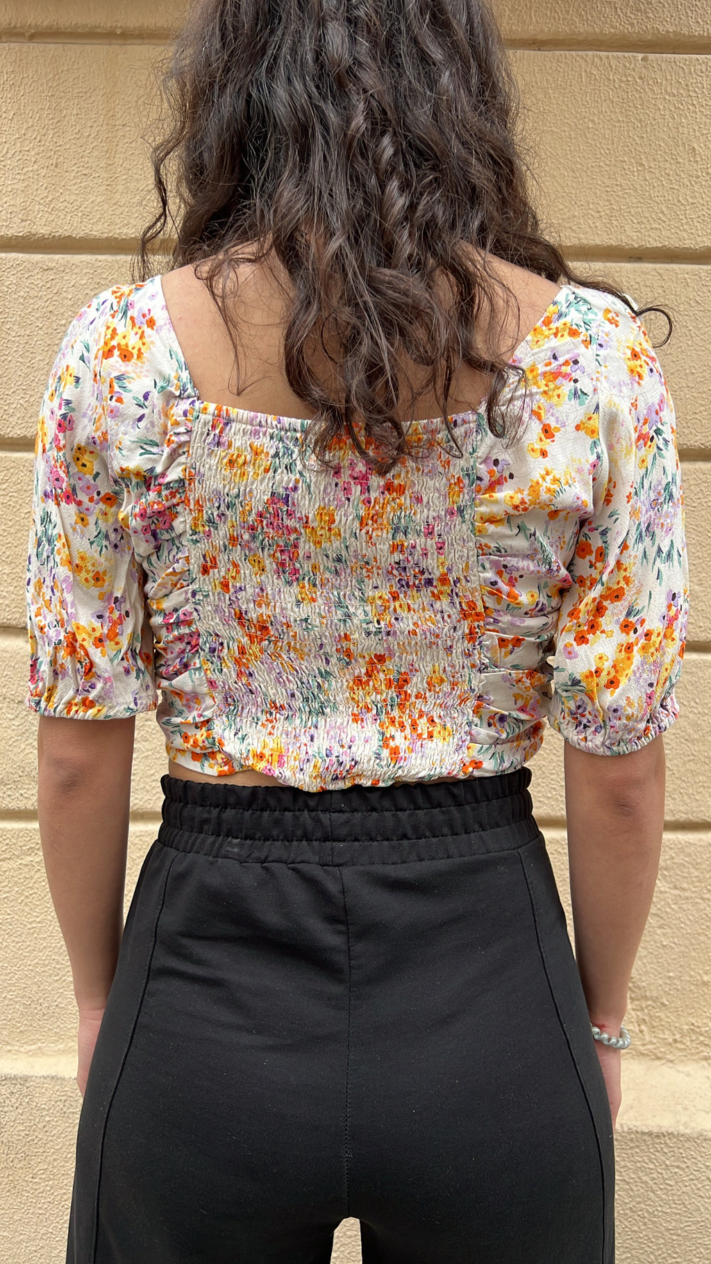 Ditsy Floral Crop Top with Drawstring