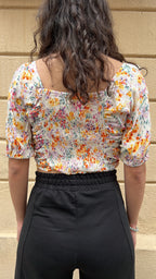 Ditsy Floral Crop Top with Drawstring