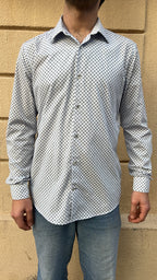 Light Blue Geometric Floral Print Shirt