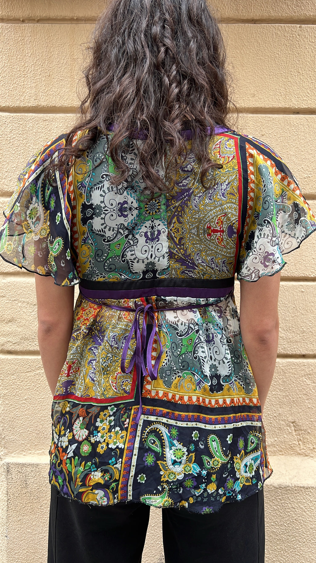 Silk Trim Paisley Patchwork Blouse