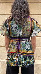 Silk Trim Paisley Patchwork Blouse