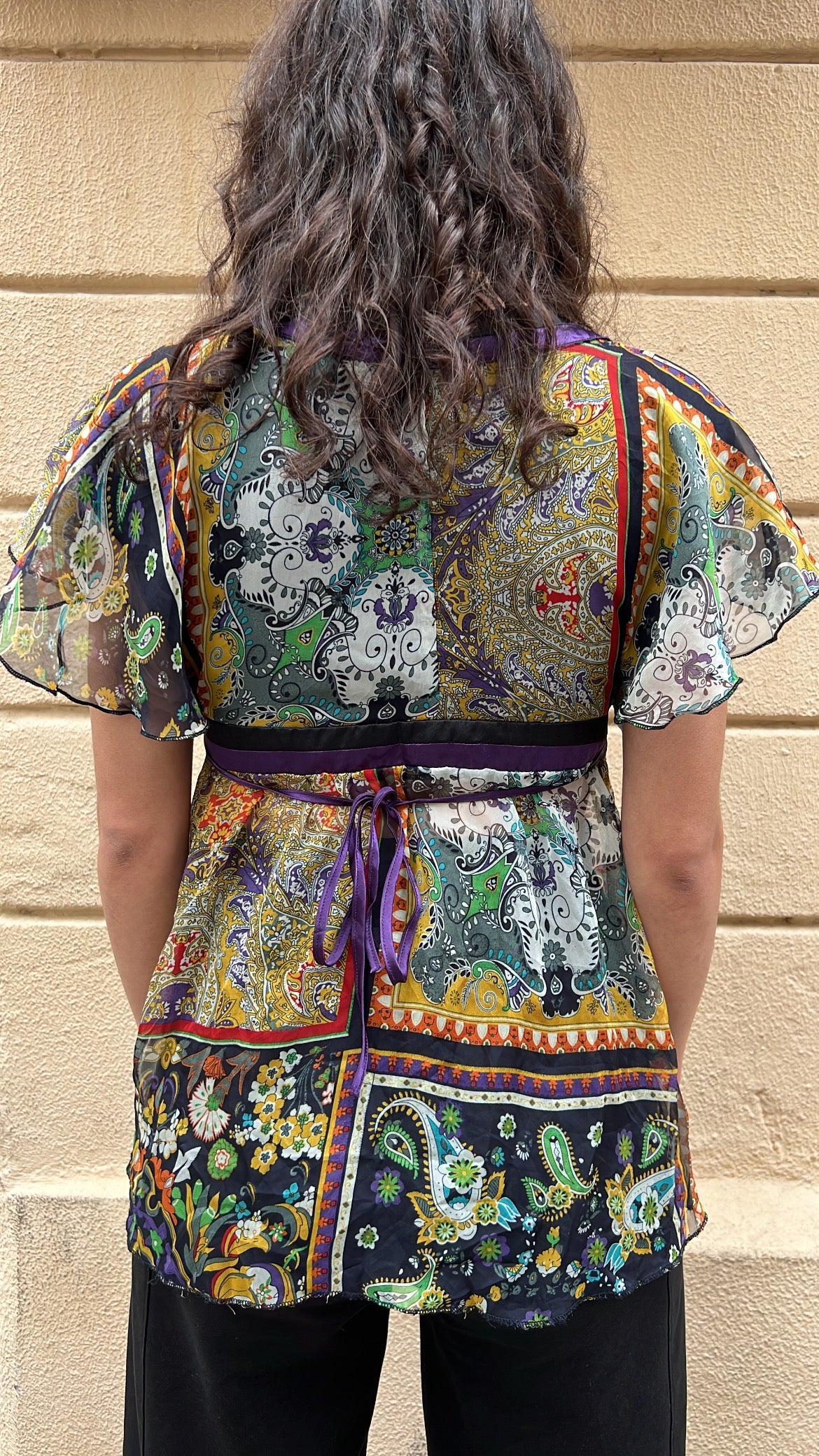 Silk Trim Paisley Patchwork Blouse