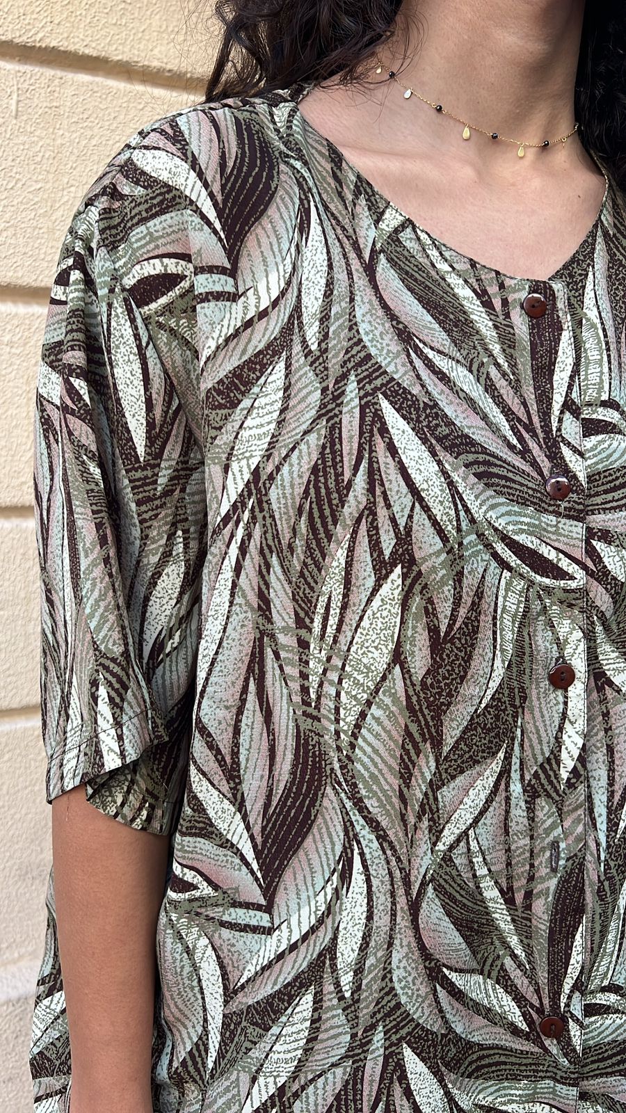 Earthy Leaf Print Blouse