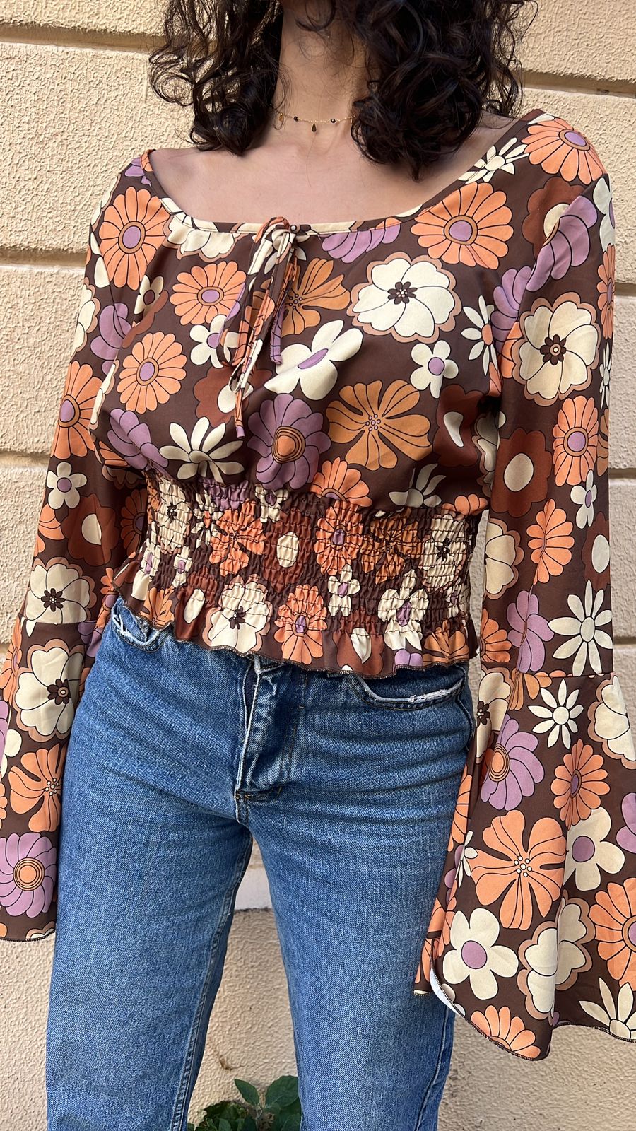 60's Floral Shirt with Bell Sleeves
