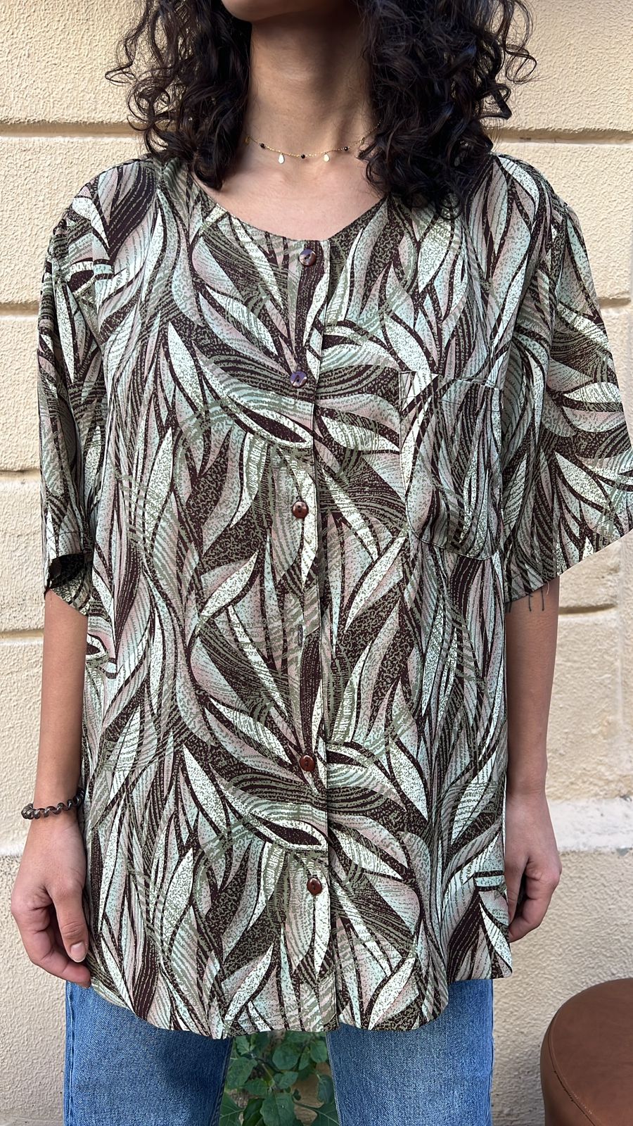 Earthy Leaf Print Blouse