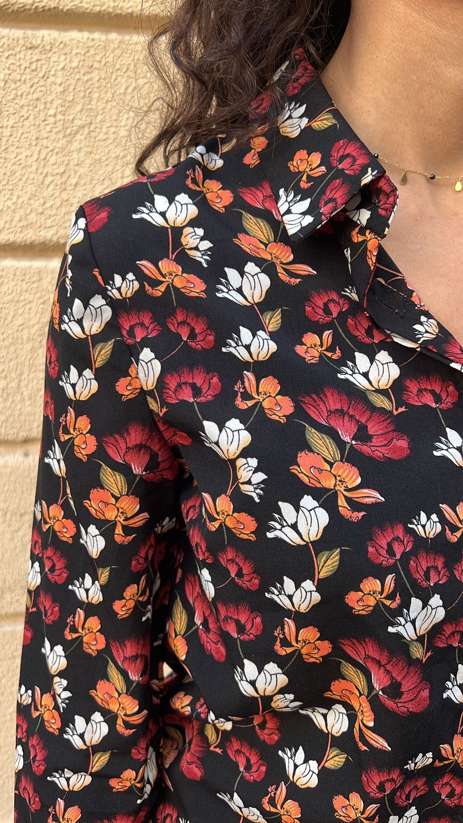 Black Floral Button-Up Shirt