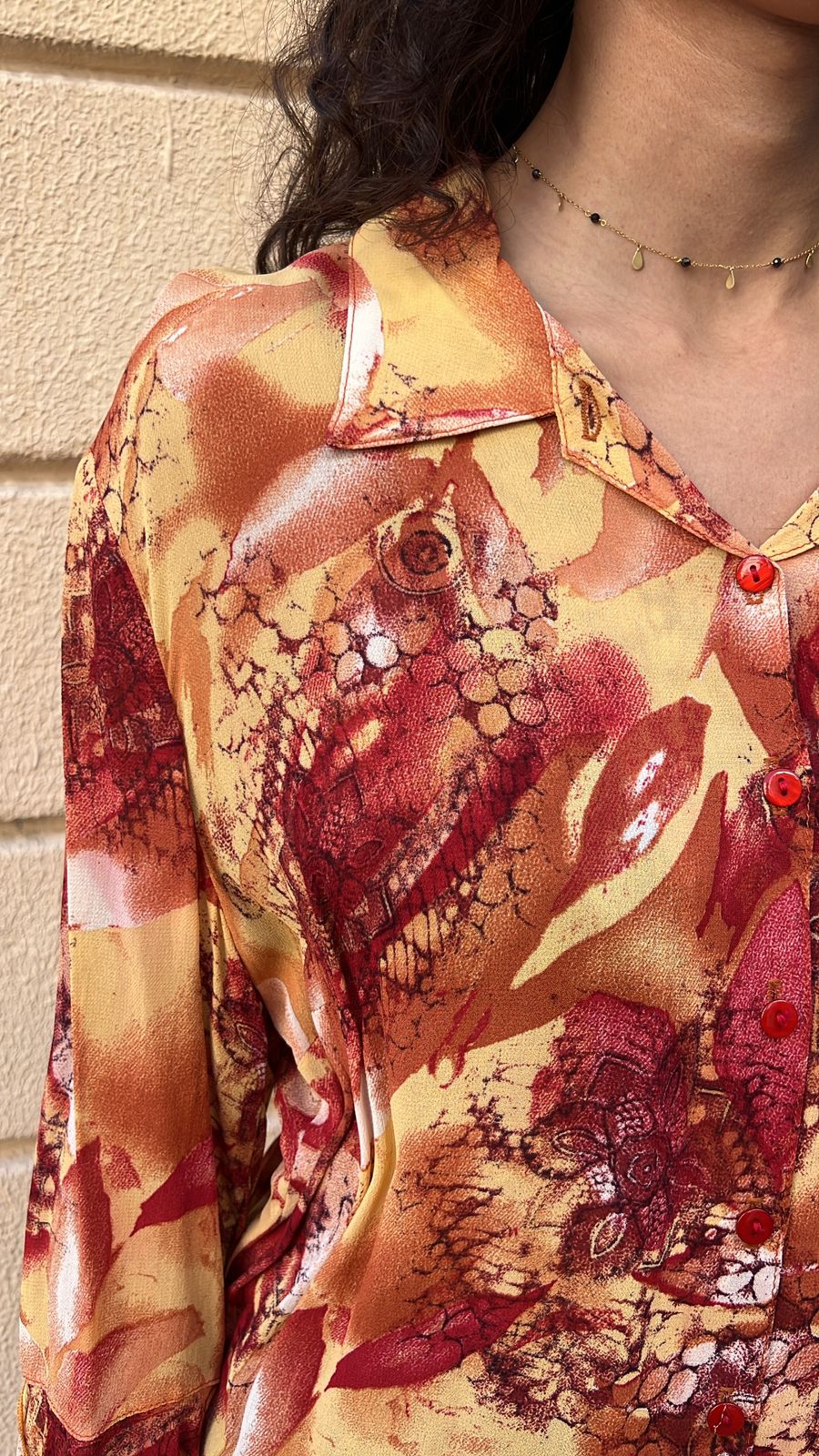 70s Style Abstract Print Shirt