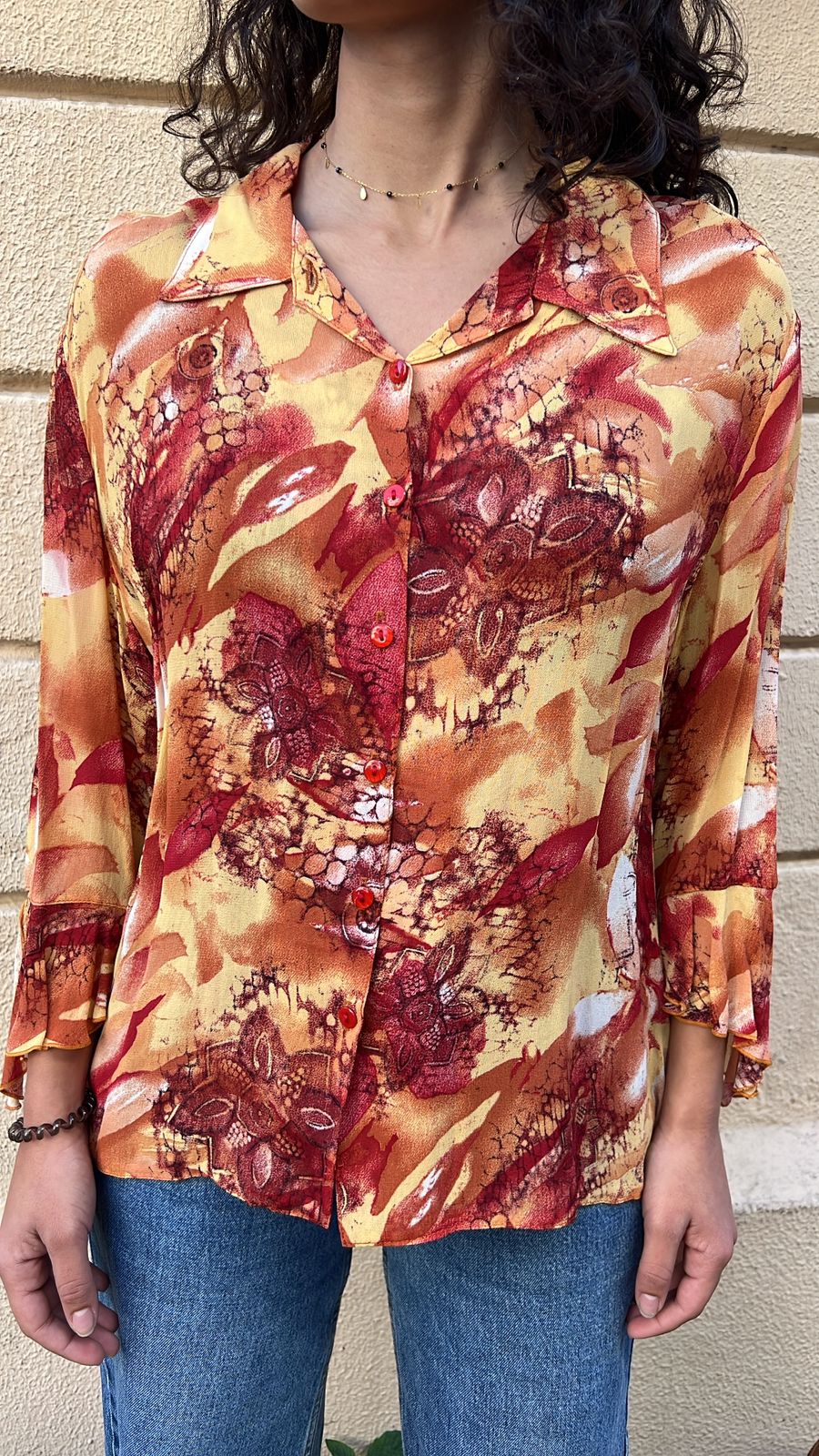 70s Style Abstract Print Shirt