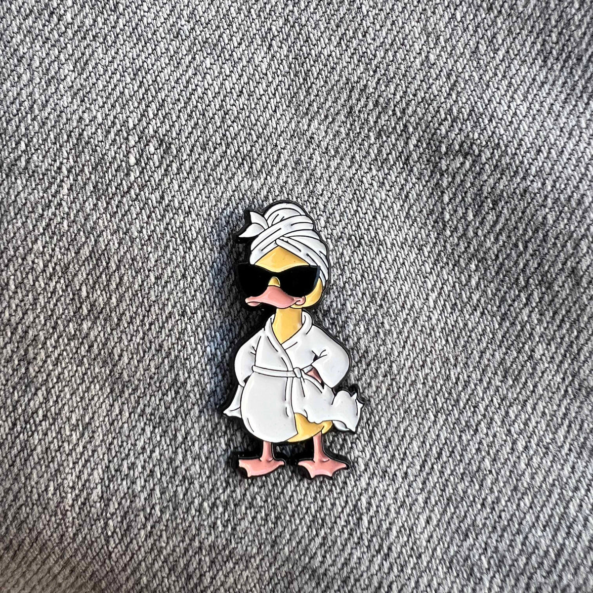 Duck In Bathrobe Enamel Pin