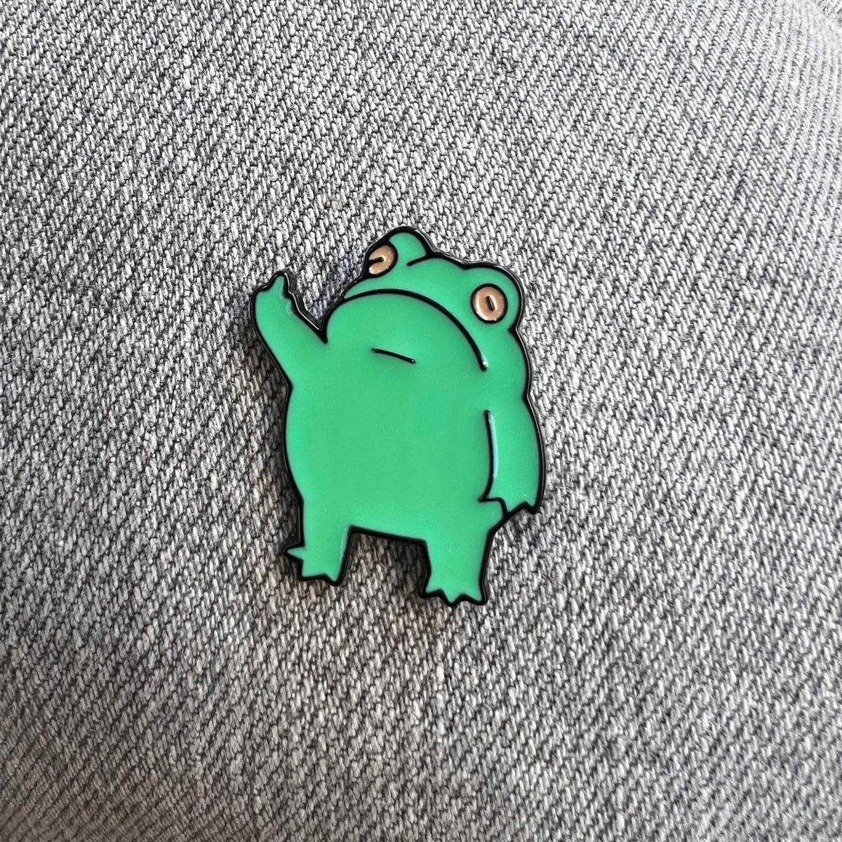 Frog Flipping Off Enamel Pin