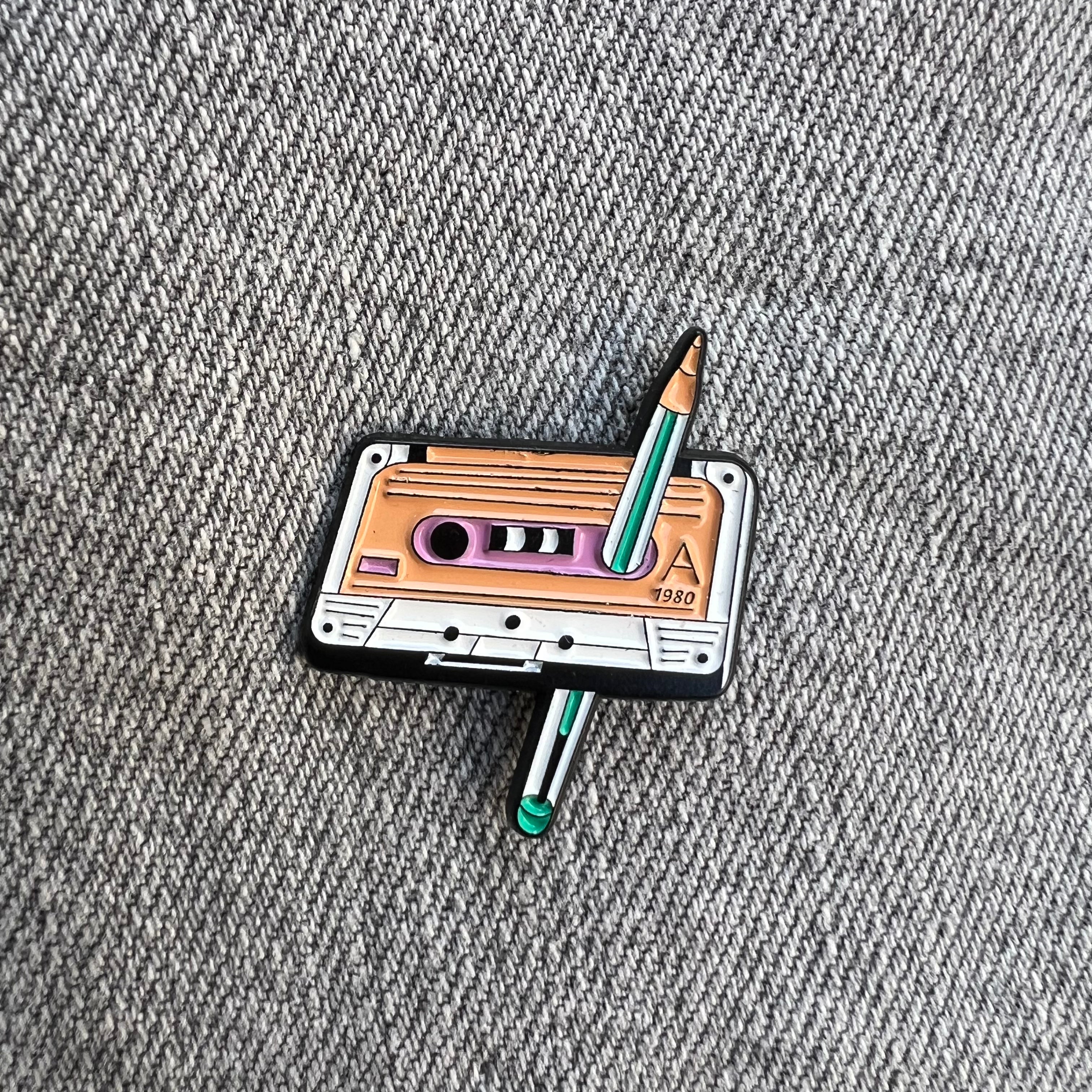 Pencil Cassette Enamel Pin