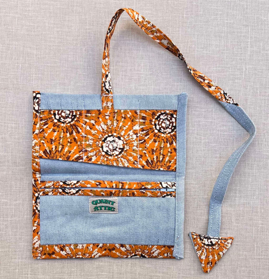 Orange Batik & Denim Tobacco Pouch