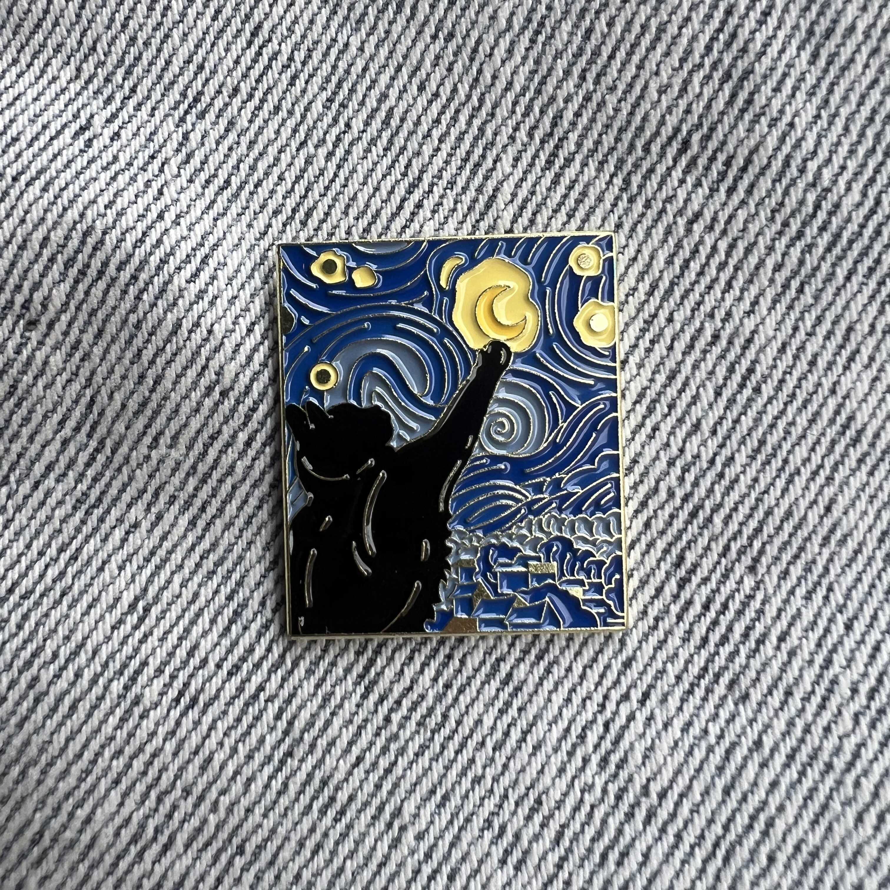 The Starry Night Cat Pin
