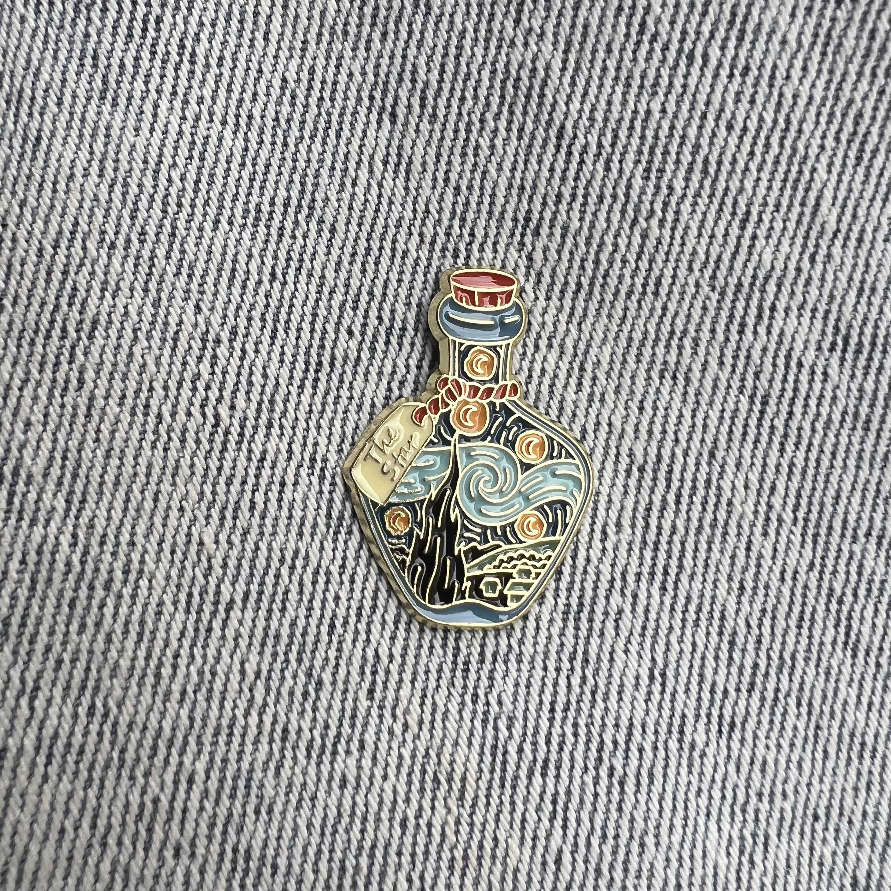 The Starry Night Bottle Pin