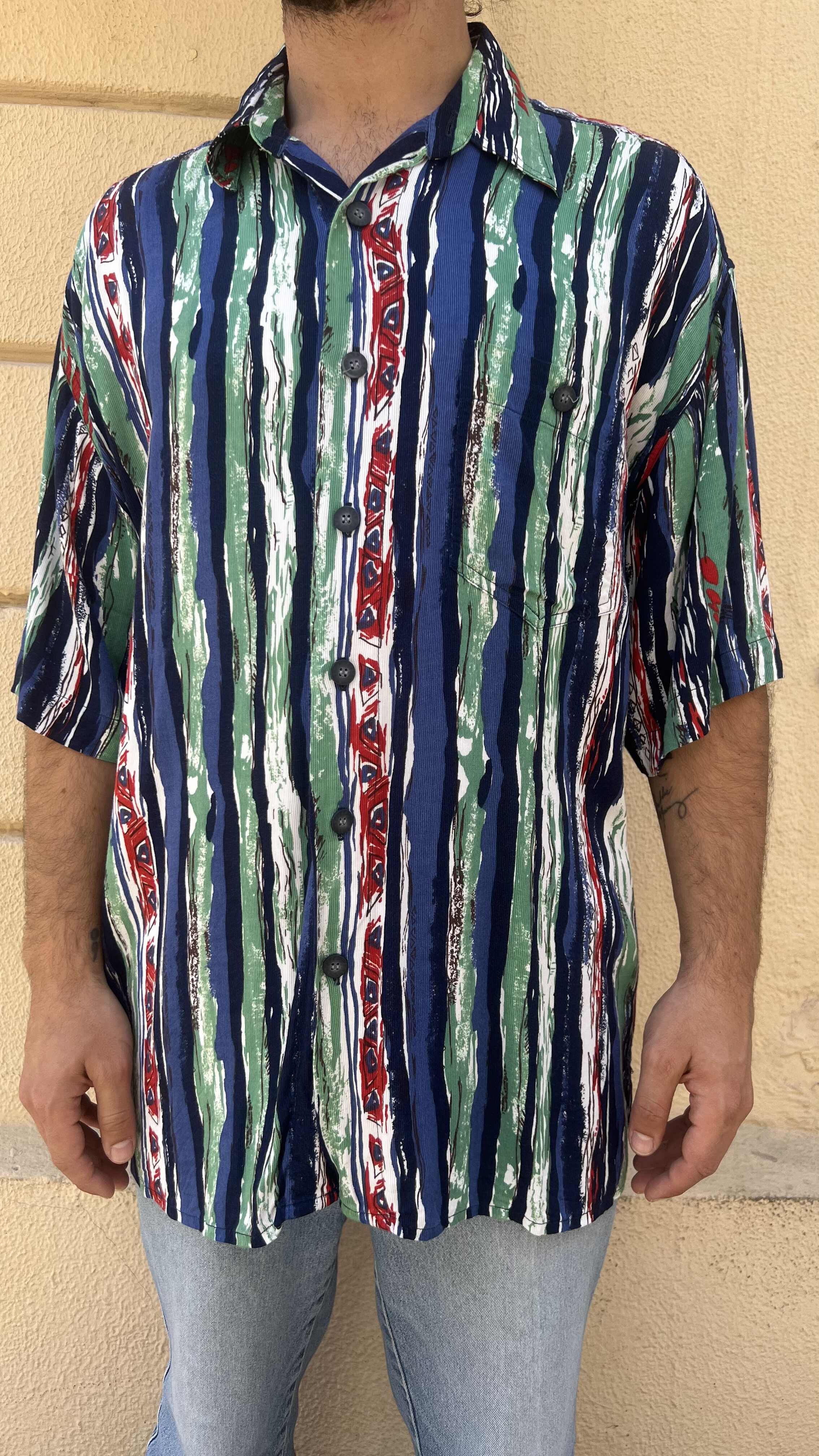 Retro Abstract Vertical Stripe Shirt