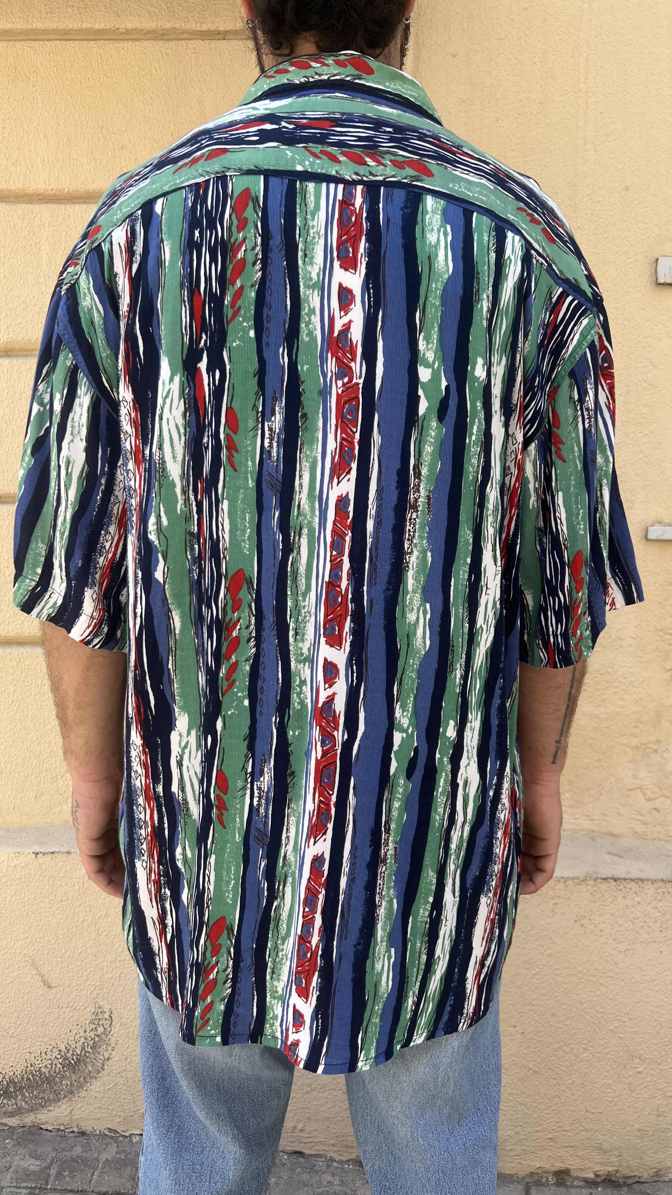 Retro Abstract Vertical Stripe Shirt