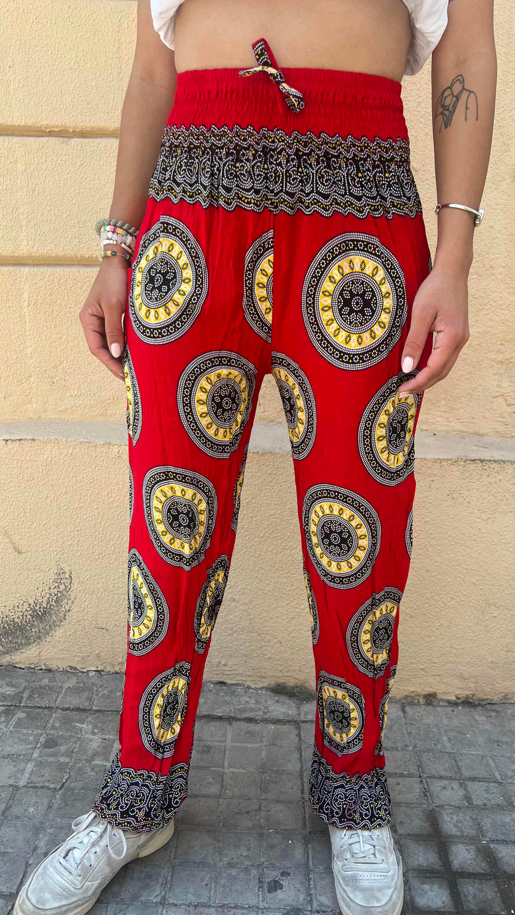 Bohemian Red and Yellow Mandala Pattern Pants