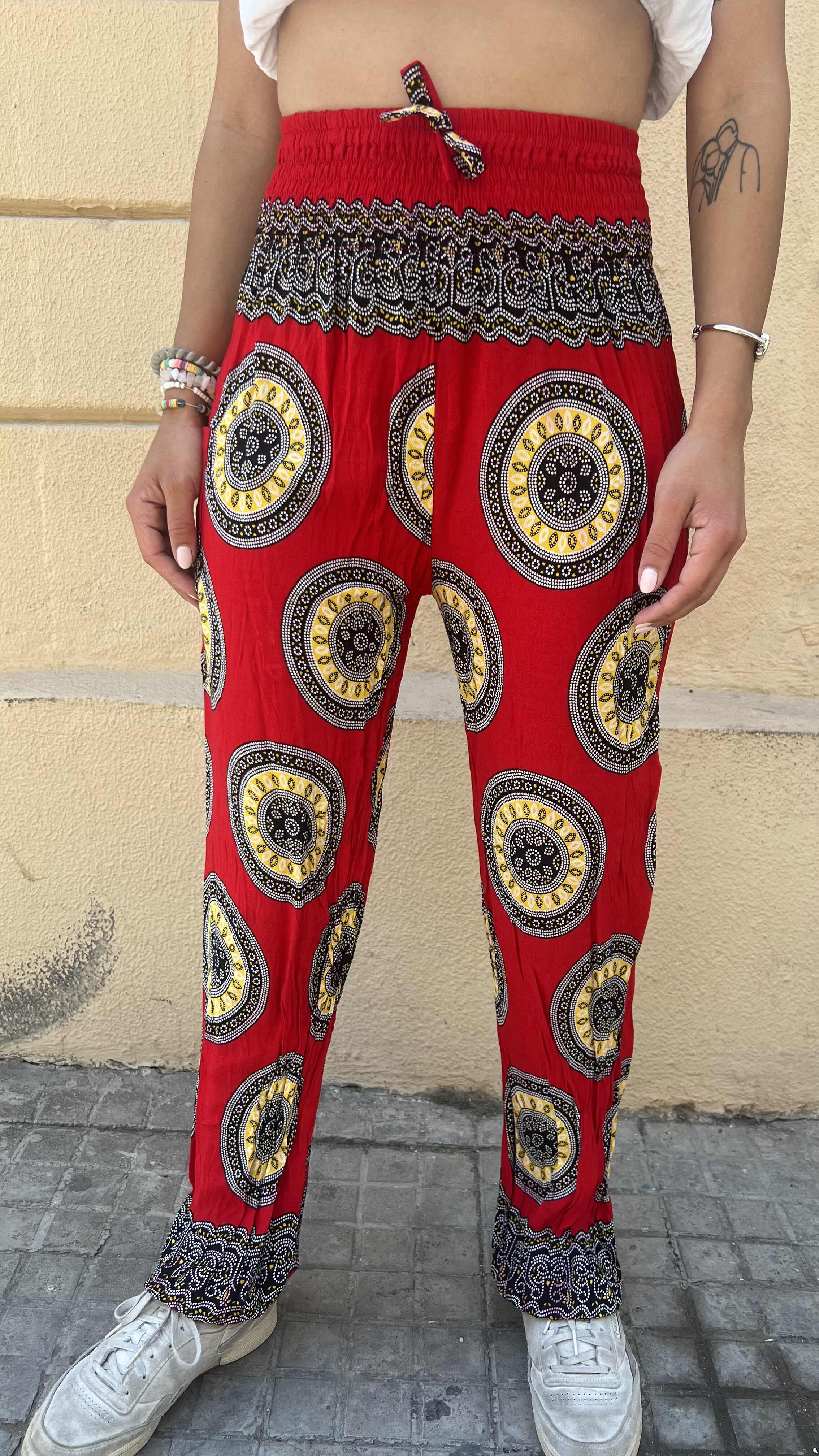 Bohemian Red and Yellow Mandala Pattern Pants