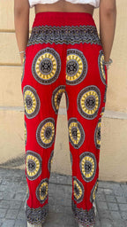 Bohemian Red and Yellow Mandala Pattern Pants