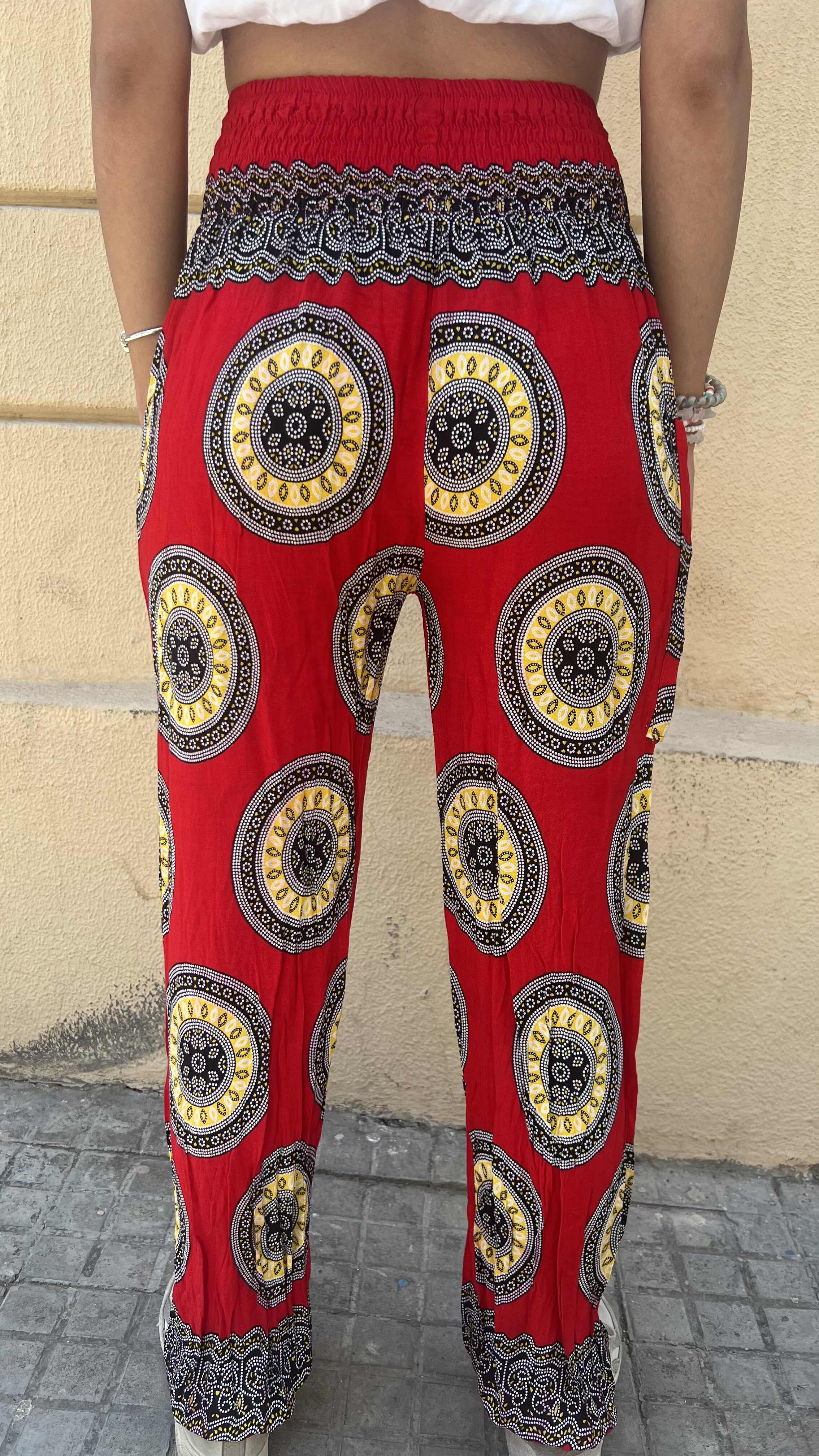 Bohemian Red and Yellow Mandala Pattern Pants