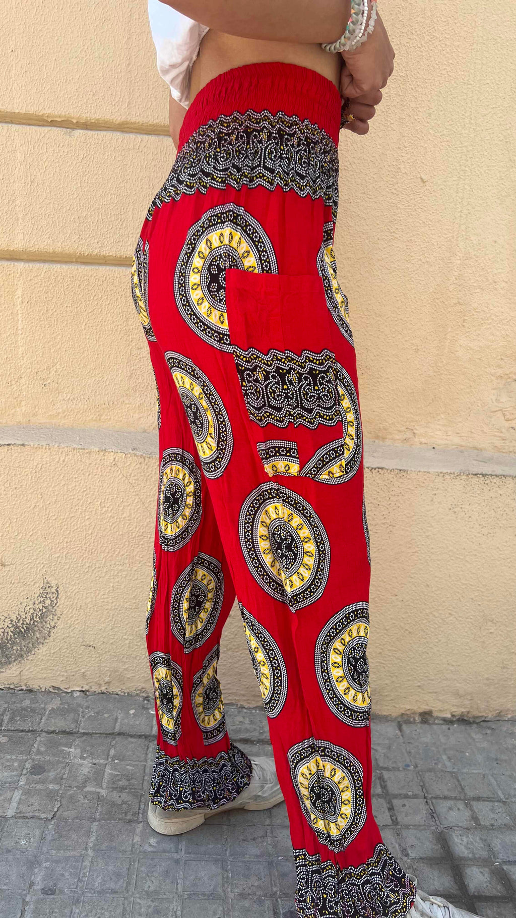 Bohemian Red and Yellow Mandala Pattern Pants