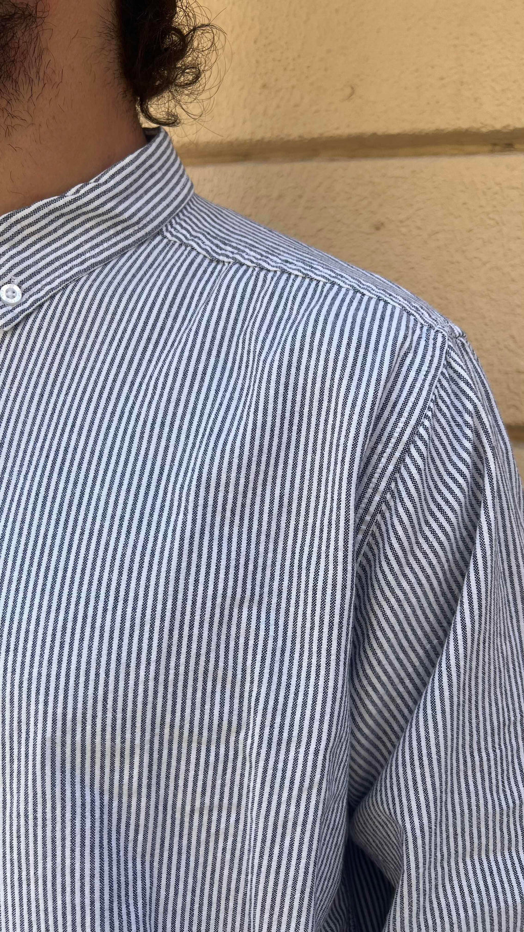 Gray and White Micro Stripe Shirt