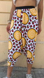 Bohemian Yellow & Red Floral Pattern Harem Trousers