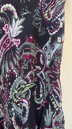 Dark Paisley Print Ruffle Midi Skirt