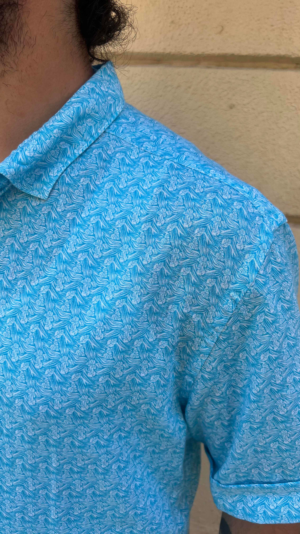 Bright Blue Retro Geometric Print Shirt