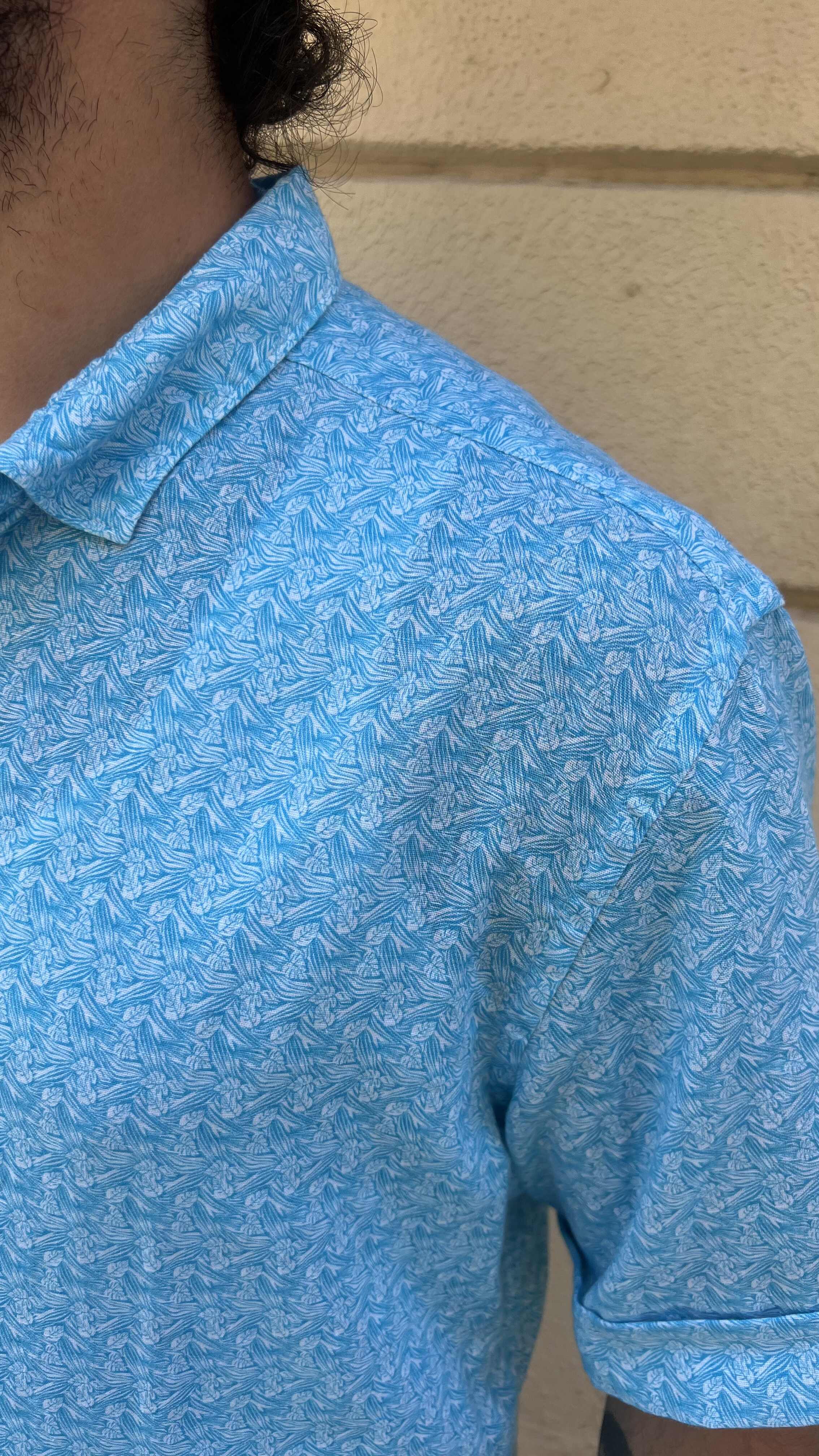Bright Blue Retro Geometric Print Shirt