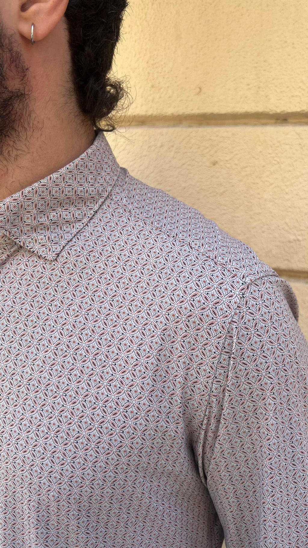 Retro Beige Micro Print Shirt